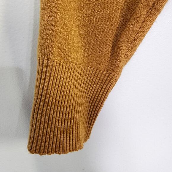 Milano Sweater Womens Medium Pullover Embroidered Floral Dolman Sleeve Mustard - Picture 7 of 9